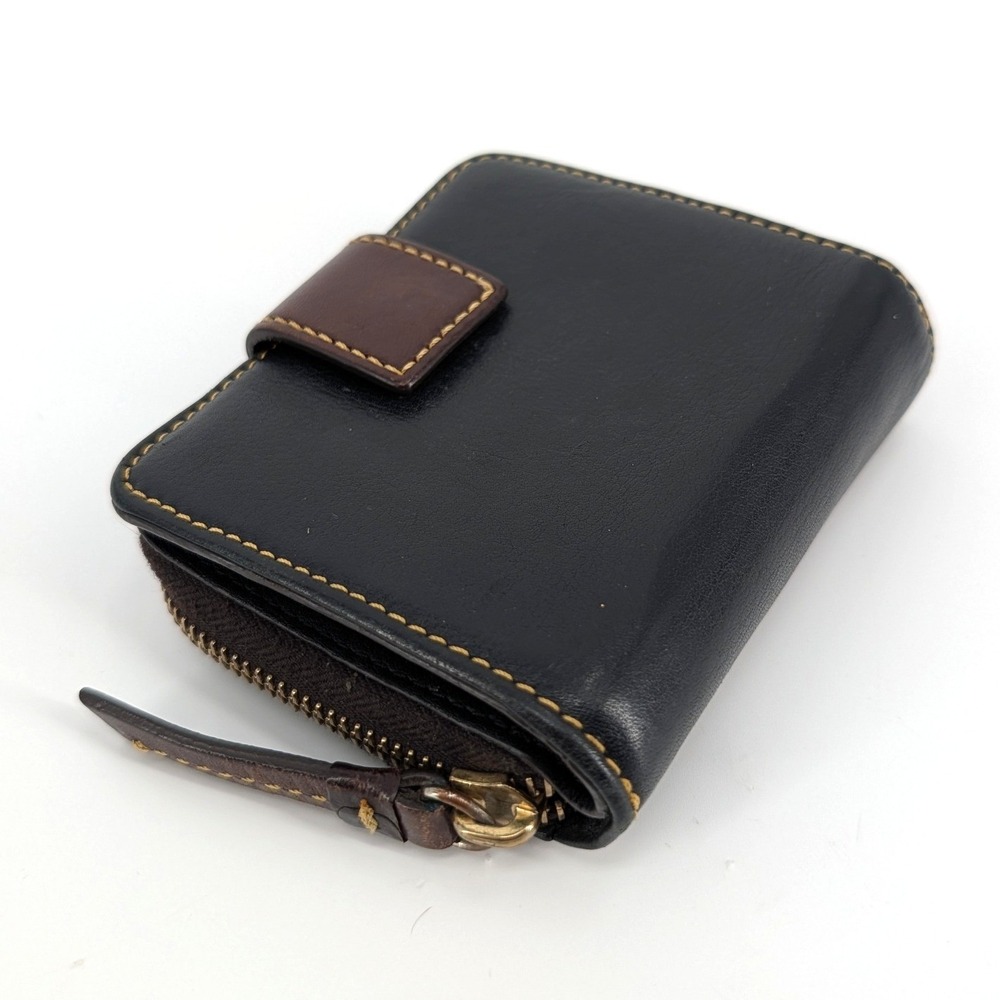 Vintage Dooney Bourke AWL Zip Around Wallet Black Leather‎ Red Interior Duck USA - Picture 3 of 6